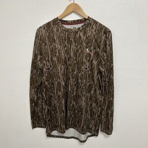 Vtg Mossy Oak Bottomland Camouflage Long Sleeve Tee Shirt Sz M Hunting Outdoor
